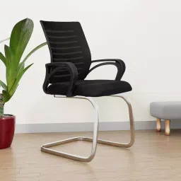 Rose Elite 53D x 61W x 97H cm Mesh and Fabric Mid-Back Ergonomic Visitor Chair with Metal Legs, Black-image-60