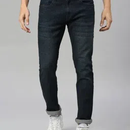 Thomas Scott Navy Slim Fit Lightly Washed Jeans-picture-2
