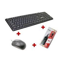 Zebion K500 Keyboard and Dazzle Mouse Combo Set with Pronto 101 USB HUB (Black)-130