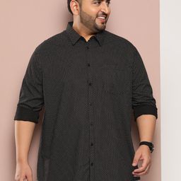 Sztori Men Plus Size Classic Polka Dot Printed Pure Cotton Casual Shirt-12