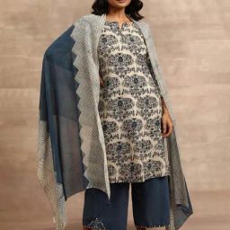 Folksong by W Blue Printed Dupatta-picture-20