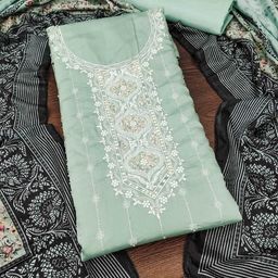 SAINOOR Embroidered Pure Silk Semi-Stitched Dress Material-image-46