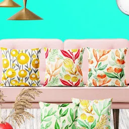 ArtzFolio Multicoloured Set of 5 Square Cushion Covers-23