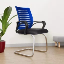 Rose Elite 53D x 61W x 97H cm Mesh and Fabric Mid-Back Ergonomic Visitor Chair with Metal Legs, Blue-image-61