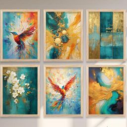 WALLLANE Multicoloured 6 and more Piece Wood Abstract Wall Paintings-45