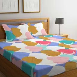 Myntra Elegant Homes White & Blue Printed 300 TC King Bedsheet Set 2.5 x 2.2 m-image-34