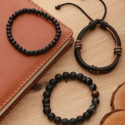 Aatmana Men Black Bracelet - Set of 3-29