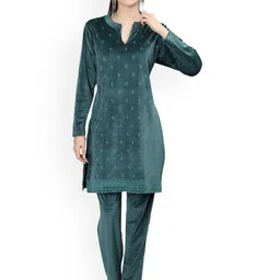 Duchess Women Printed Velvet Night suit-picture-10