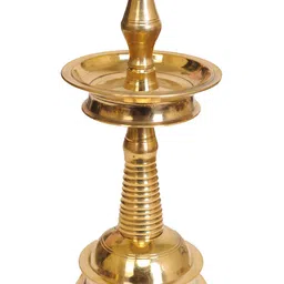 Exotic India Gold Toned Brass Puja Lamp-picture-15