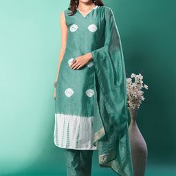 Moda Rapido Ethnic Motifs printed Pure Silk Kurta with Trousers & Dupatta-25