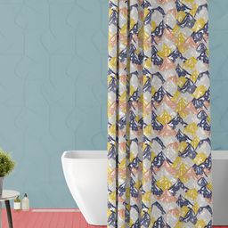 ArtzFolio Blue & Yellow Abstract Printed Waterproof Shower Curtain-5