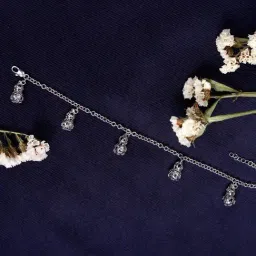 The Real Effect London 800 Sterling Silver White Gold Anklet for Women-image-79