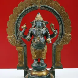 Exotic India Green & Black Four-Armed Ekadanta Ganesha Religious Idol Showpiece-image-63