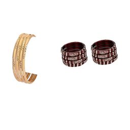 1ST TIME Set Of 12 Gold-Toned Alloy Artificial Stones & Beads Antique Bangles-picture-39