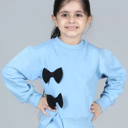 AWW HUNNIE Girls Round Neck Puff Sleeves Pullover Cotton Sweatshirt-image-30