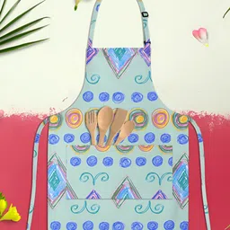 ArtzFolio Green & Blue Printed Pure Cotton Apron-image-47