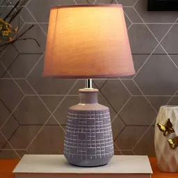 TAYHAA Grey & Pink Textured Ceramic Contemporary Frusturical Shaped Table Lamp-1