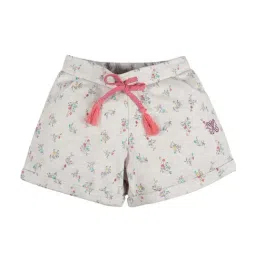 Plum Tree Kids Off-White Cotton Floral Print Shorts-image-30