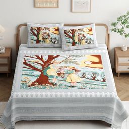 JAIPUR PRIME Magnet Green Printed 180 TC Pure Cotton King Bedsheet Set 2.7 m x 2.5 m-image-63