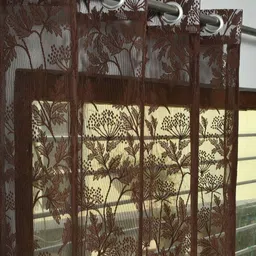 Galaxy Home Decor Brown Set of 2 Sheer Window Curtain-picture-2