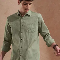 TRYBUY.IN Men Premium Fit Solid Spread Collar Cotton Casual Shirt-picture-2