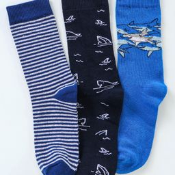 Pine Kids Ankle Length Antimicrobial Socks Set of 3 - Blue-image-104
