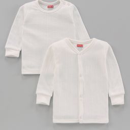 Babyhug Full Sleeves Thermal Inner Wear Solid Pack of 2- Off White-image-55