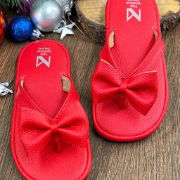 The Madras Trunk  Bow Detailed Flip Flops - Red-image-73