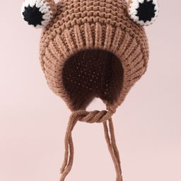 Babyhug Woollen Cap with Knot - Brown-picture-16