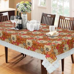 Dakshya Industries PVC Waterproof 6 Seater Dining Table Cover - Orange-picture-21