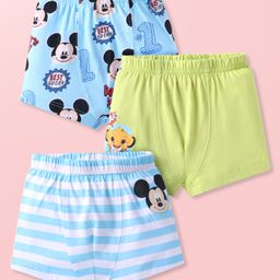 Babyhug Disney Lycra Knit Striped Mickey Mouse & The Lion King Printed Trunks Pack of 3 - Light Blue & Green-picture-13