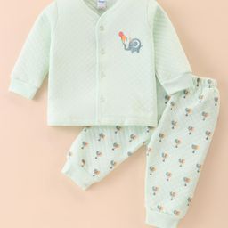 Tango Full Sleeves Winter Wear Suit With Elephant Print - Light Green-image-15