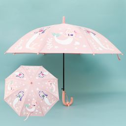 Babyhug Unicorn Printed J Shaped Handle Umbrella - Light Pink-12