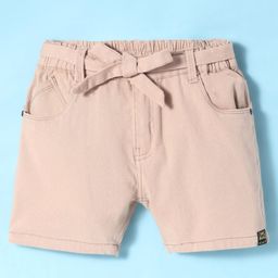 Olio Kids Cotton Knit Above Knee Length Solid Color Shorts - Tan-image-77