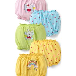 Doodle Poodle 100% Cotton Bloomers With Hearts Butterfly & Rainbow Print Pack Of 5 - Multicolour-4