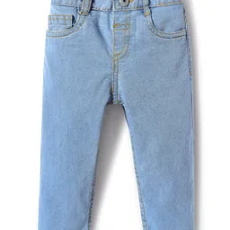 Babyhug Full Length Washed Denim Jeans With Stretch - Light Blue-picture-34