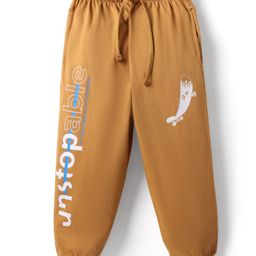 Taeko Single Jersey Full Length Lounge Pant With Text Print - Bronze-picture-12