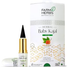 Farmherbs 100% Herbal Baby Kajal Stick - Lead-Free, Smudgeproof, Organic Marigold & Olive Wax, Safe for Newborns - 2.7 g-image-23