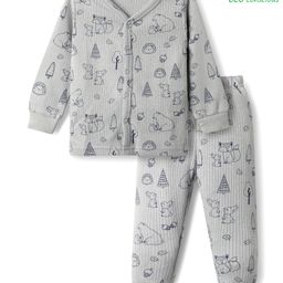 Babyoye Cotton Knit Full Sleeves Thermal Wear With Animal Print - Grey-image-26