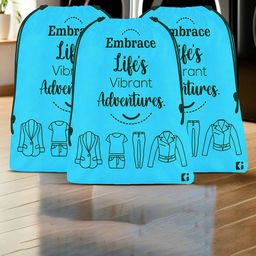 Kuber Industries Blue & Black Pack Of 3 Printed Cloth Storage Bag For Travel-50