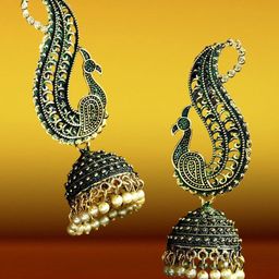 Anouk Peacock Shaped Jhumkas Earrings-40