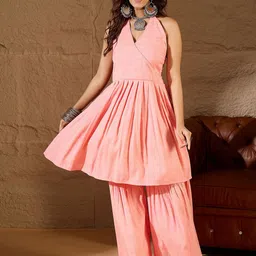 InWeave Women Solid A-Line Kurta with Sharara-picture-0