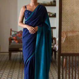 Suta Blue Plain Saree-picture-29