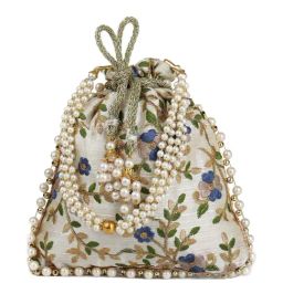 Gaurapakhi White Embroidered Potli-29