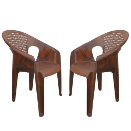 Maharaja Arm Rest Plastic Exotica Chair Solid Back For Home, Living Room Teakwood, Surya602_Teakwood-PK2 (Set of 2)-image-96