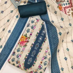 LeeliPeeri Designer Floral Printed Mirror Work Unstitched Dress Material-image-35
