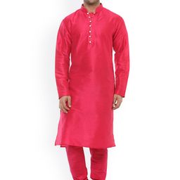 Hangup Men Pink Solid Kurta with Churidar-picture-11