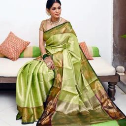 Banarasi Silk Works Green Woven Saree With Unstitched Blouse-image-37