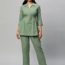 Kami Kubi Green Printed Top With Trousers & Belt-picture-20