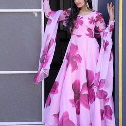 Raiyani Enterprise Women Floral Printed Anarkali Kurta With Dupatta-image-81